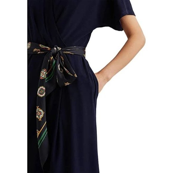Lauren Ralph Lauren Medallion-Belt Jersey Dress in Lighthouse Navy, Sz 6 NWT - Picture 3 of 10